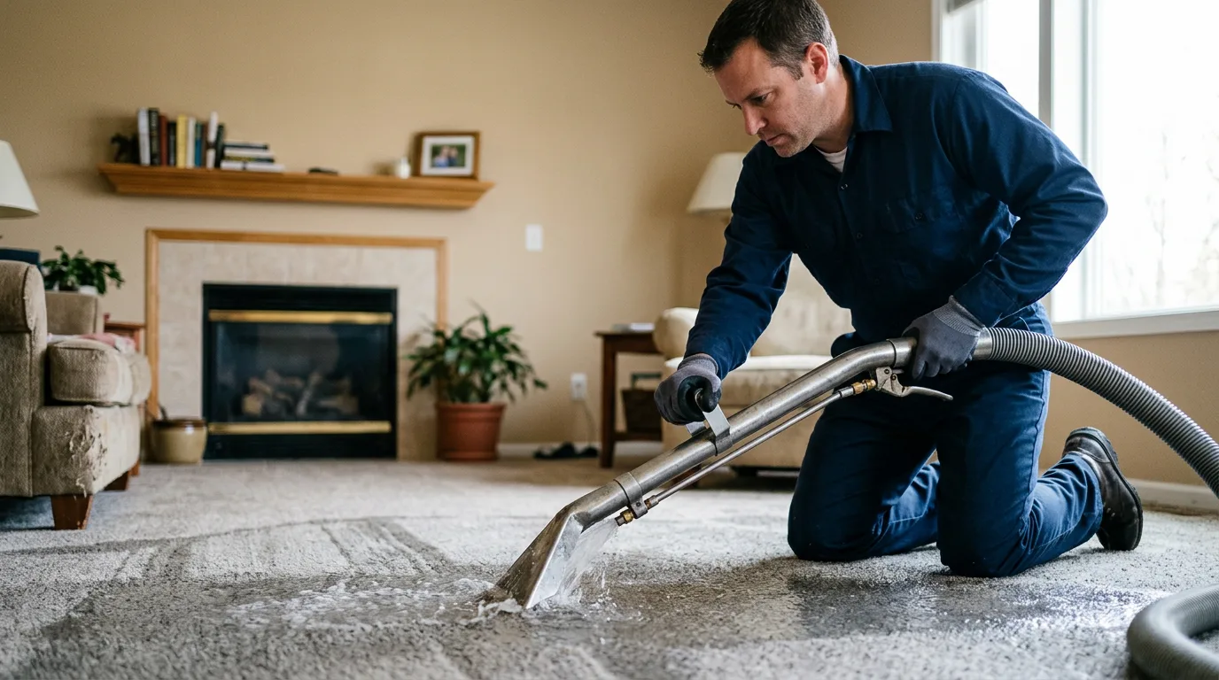 Water damage restoration technician working near Eldridge, MO